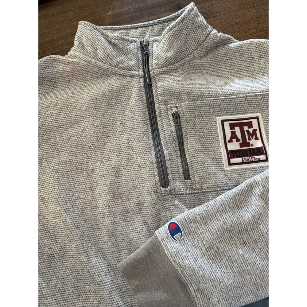 Texas A&M Aggies Sweatshirt Mens Medium Gray NCAA Football Champion 1/4 Zip